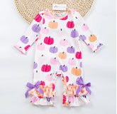Multi-Color Pumpkin Party Romper Girl
